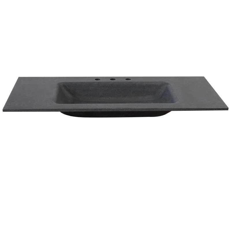 Plateau de meuble-lavabo simple 49 po avec lavabo, Noir