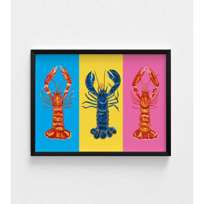 Coastal Lobster Art Print: décoration murale triptyque pop coloré