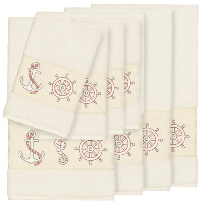 Easton 8 Piece Turkish Cotton Towel Set, Cream