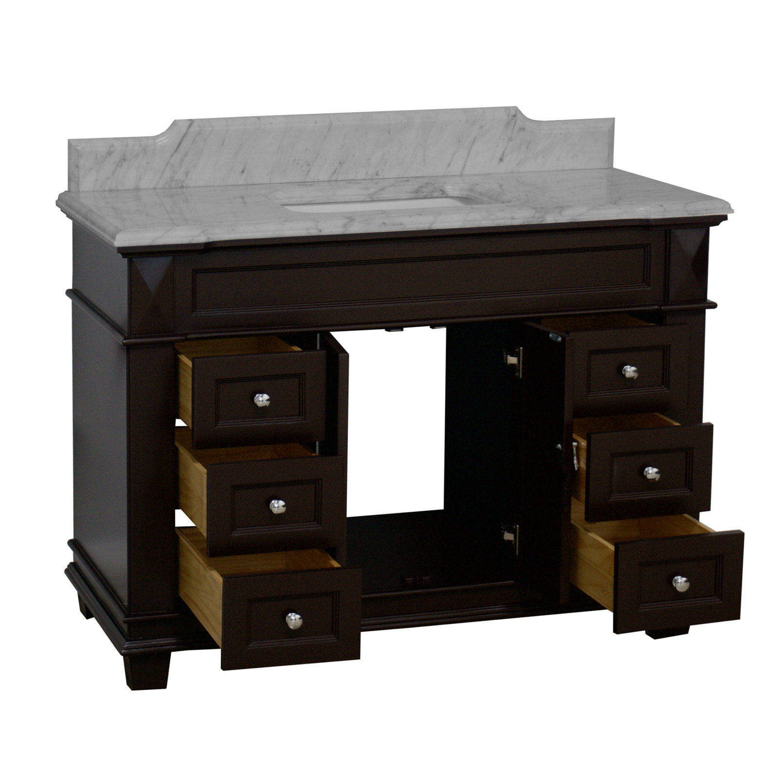 48'' Single Bathroom Vanity, Carrara Marble, Chocolate