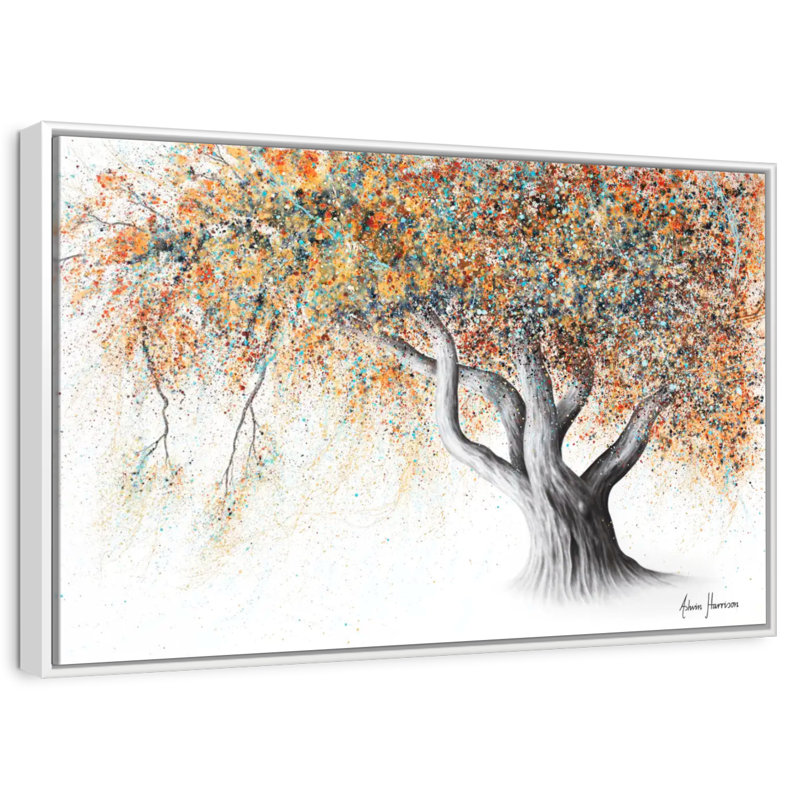 Arbre d'automne rouillé, Cadre flottant blanc, 31 po x 21 po