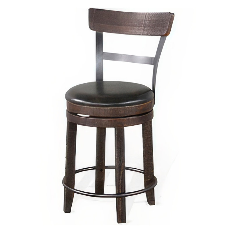Ensemble de 2 tabourets de comptoir pivotants Flint, similicuir noir, brun, Tabouret de comptoir (siège d’une hauteur de 24
