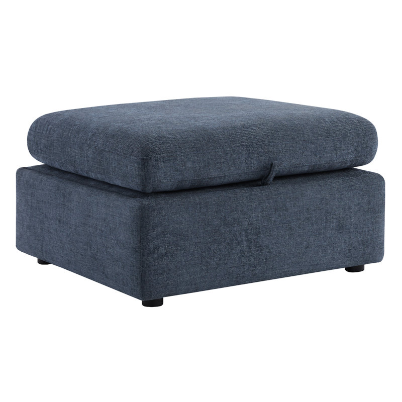 Winfree 33.9" Wide Rectangle Storage Ottoman, Blue