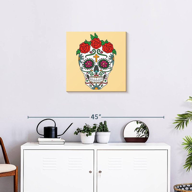 Crâne floral mexicain Kerner, H 20 po x l 20 po