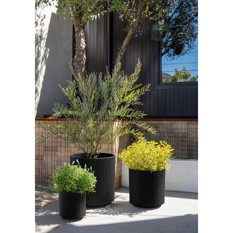 Pot à fleurs rond Demi Series (ensemble de 3), Noir