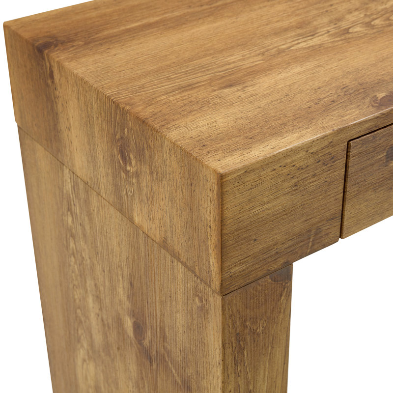 Table de bar en bois naturel de 50 po de long, finition lisse, capacité de rangement pratique des tiroirs, tiroirs fonctionnels, bords sablés fins, hauteur ergonomique