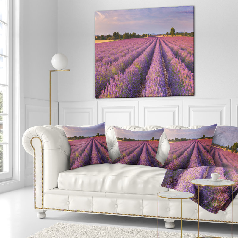 Coussin à motif de fleurs de lavande, 16 po x 1 po, Coussin décoratif