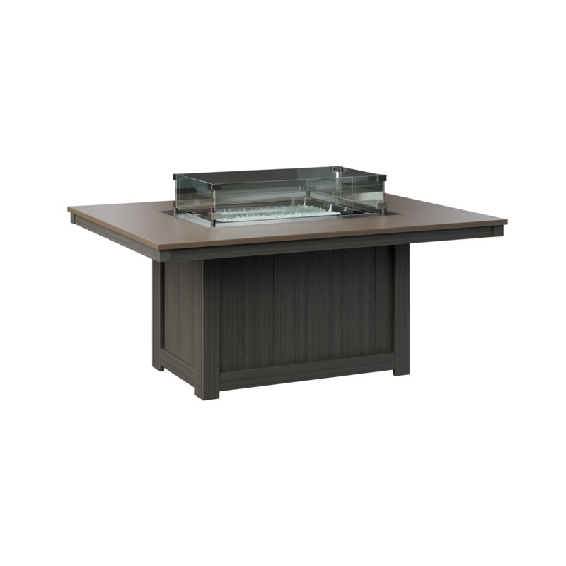 Berlin Gardens Donoma Rectangular Fire Pit Table, Hammered Top Bronze with Coastal Grey Base