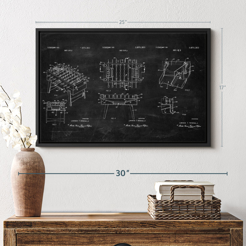 Brevet «Soccer Table BW vernis sur toile», H 17 po x l 25 po
