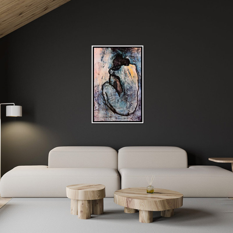« blue nu » par pablo picasso-impression, H 40 po x l 26 po x P 1,5 po, Toile blanche encadrée