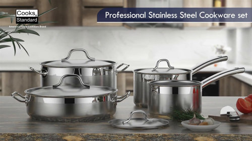 CooksEssentials Premier 18/10 Stainless Steel 8-Piece Cookware Set 
