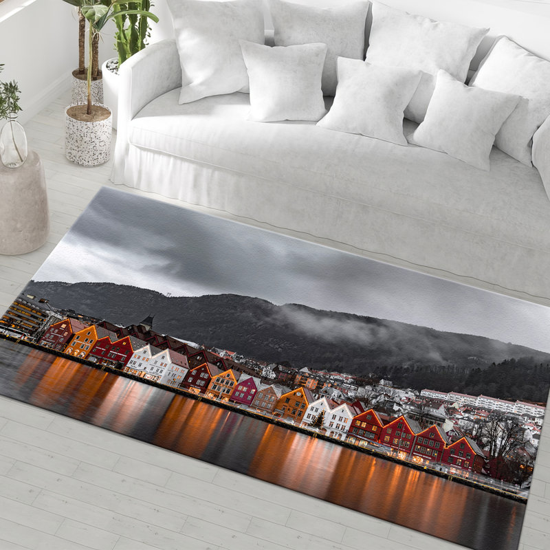 Soft-Type Non-Woven Printed Rug with Intricate Floral Design and Rich Color Palette Ideal for Enhancing Home Decor