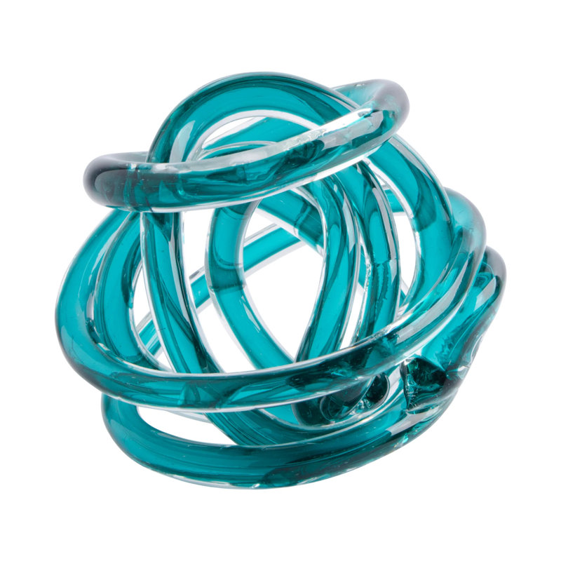 Holliman Decorative Glass Knot Colorful Abstract Decor Piece, Green, 4" H x 4" W x 4" D