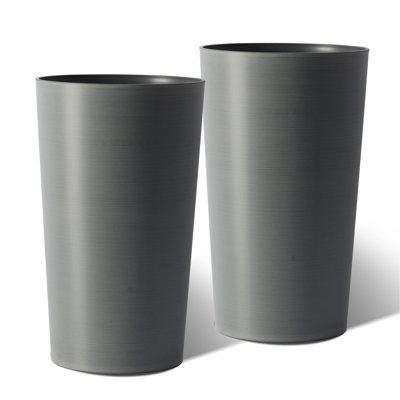 2 Pack Tall 21.7 In Planters For Outdoor Plants Modern Tall Square Planter Box Indoor Outdoor Porch Patio Flower Pot Modern Big Tapered Matte Tree Flower Pot For Garden, (Grey)