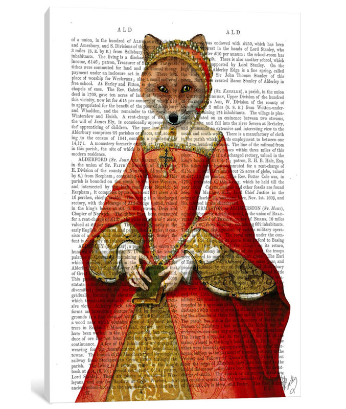 «Fox Queen», impression sur toile, H 18 po x l 12 po x P 1,5 po, Pas de tapis, Toile tendue