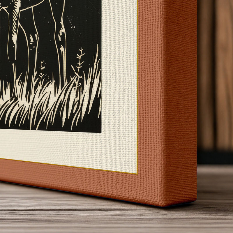 Deer in Silhouette Rustic - Wrapped Canvas, 30x20 - 76.2 x 50.8 cm, Terracotta Border