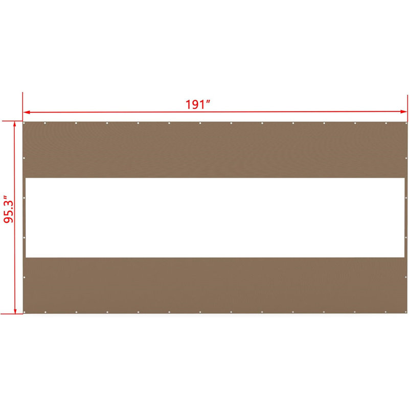 Rideau transparent d'extérieur robuste, H 95,3 po x l 191 po, Brun
