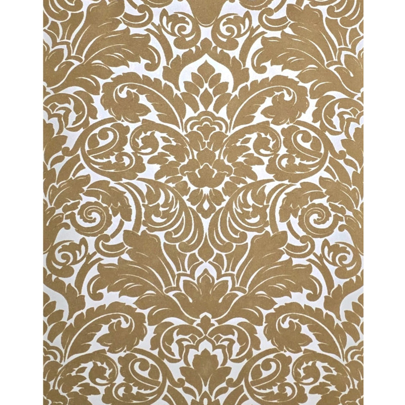 Flocage orange, beige, ivoire, crème, velours damassé victorien, papier peint, 3D