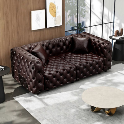Chesterfield Leather Modular Sectional Sofa with Pure Handmade Button Tufted