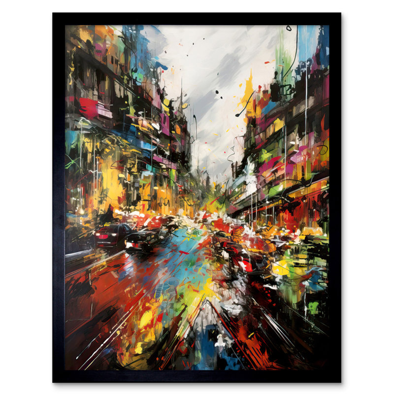 Aalayiah City Life Traffic Grey Abstract Action Cityscape - Single Picture Frame Print