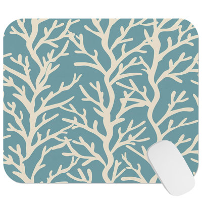 Beach and Coastal Coastal Coral Pattern II Marine Life Corals Nautical Gaming Cute Office Laptop Desk Pad Gift Mat Square Rectangle Non-Slip Mousepad