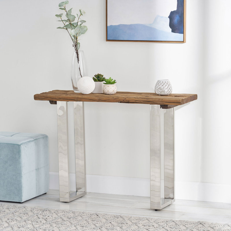 Console Table Silver Legs With Natural Board