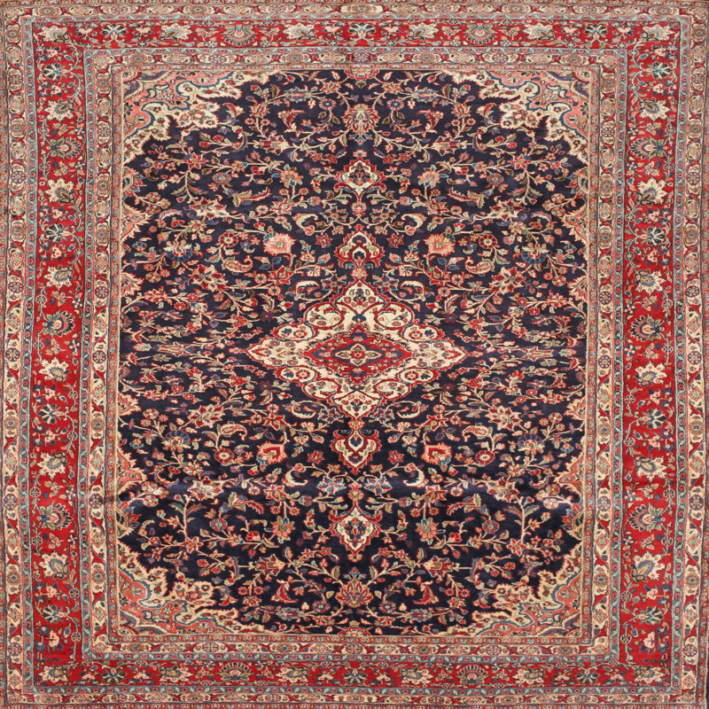Tapis traditionnel rouge / brun, Rond 6 pi