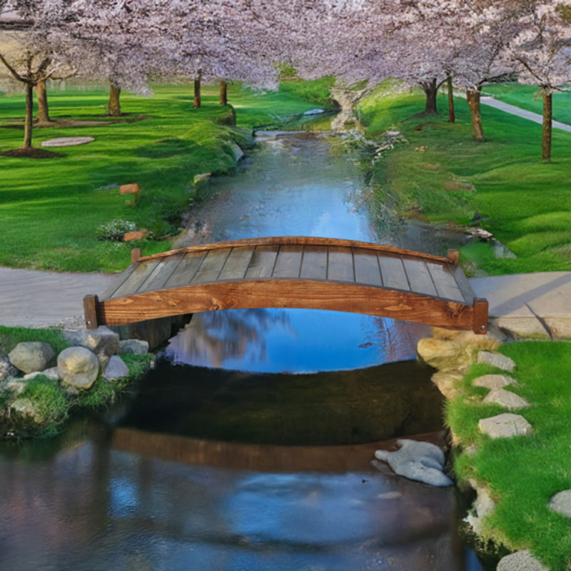 Pont de jardin japonais Zen 6 pi, 9,5" H x 72" lx 34,5" D