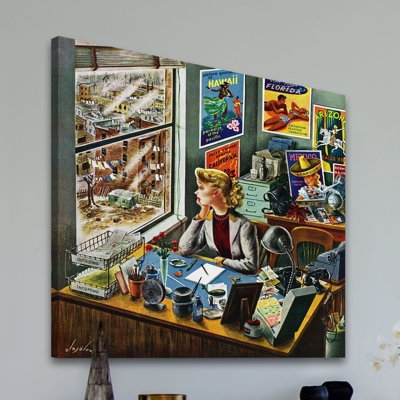 " Travel Agent At Desk " by Constantin Alajalov