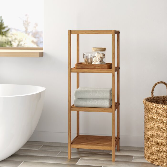 Dotted Line™ Chet Solid Wood Freestanding Bathroom Shelves & Reviews ...