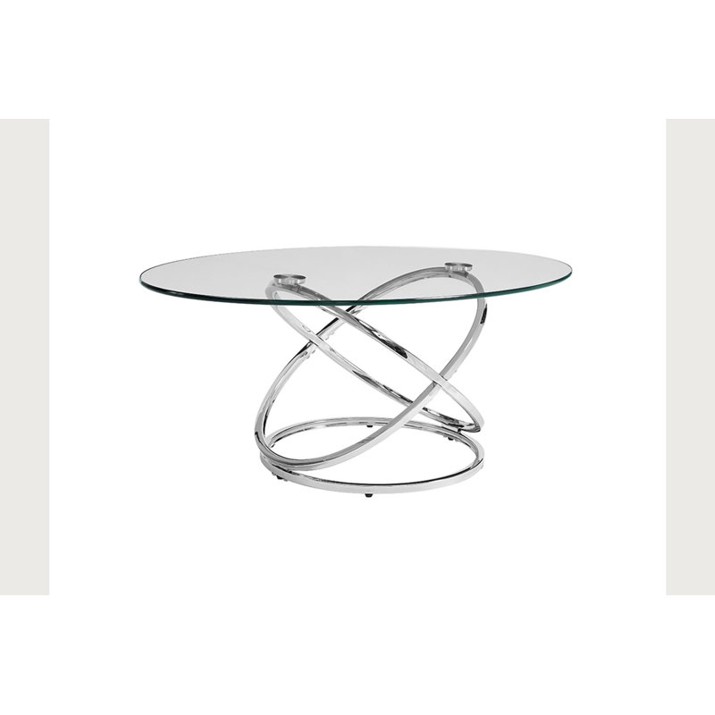 Ensemble de table basse 3 pièces avec plateau en verre et pieds en métal Prajit