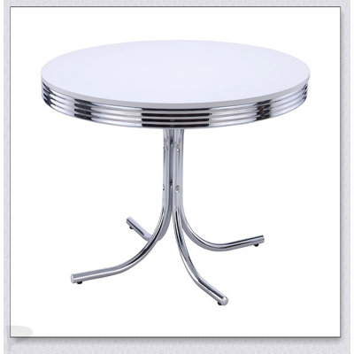 White And Chrome Round Dining Table With Sleek Design For Modern Kitchens And Compact Spaces