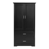 Tall Bathroom Storage Cabinet, Cabinet With Two Doors And Drawers, Adjustable Shelf, MDF Board