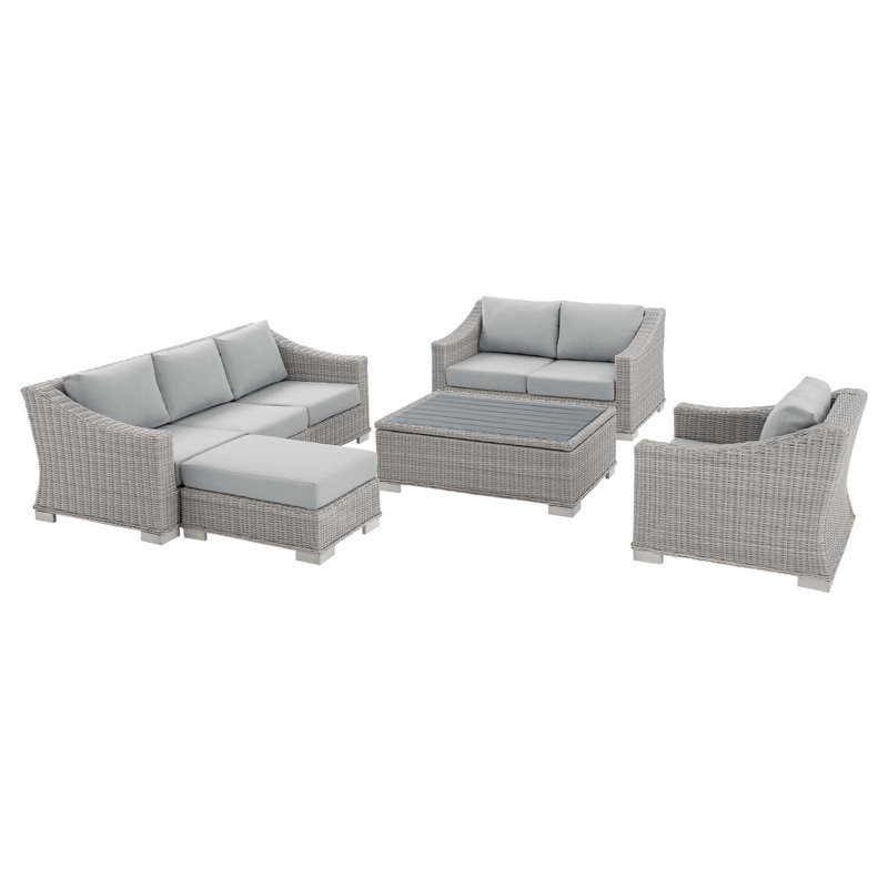 Ensemble de mobilier d'extérieur en rotin 5 pièces Conway Sunbrella, gris