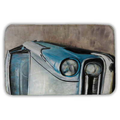 Old classic car Bath Mat with Non-Slip Backing - Quick Dry Memory Foam Bathroom Rug - Absorbent - Modern Plush Spa-Style - Machine Washable