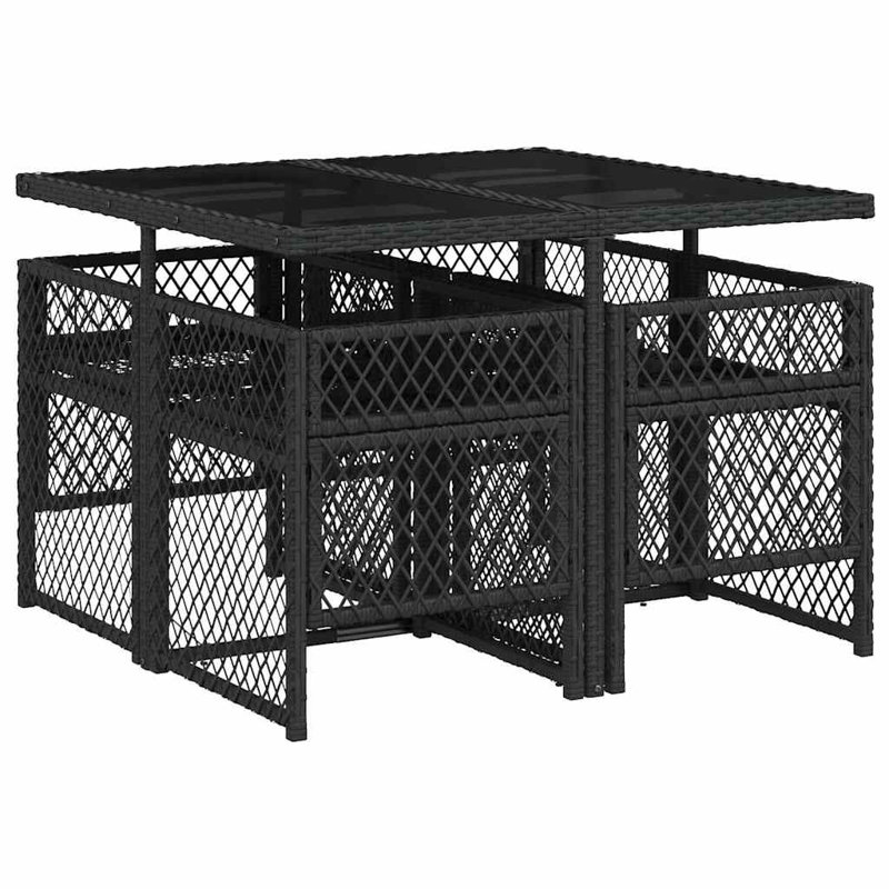 Patio Dining Set with, Black, Black