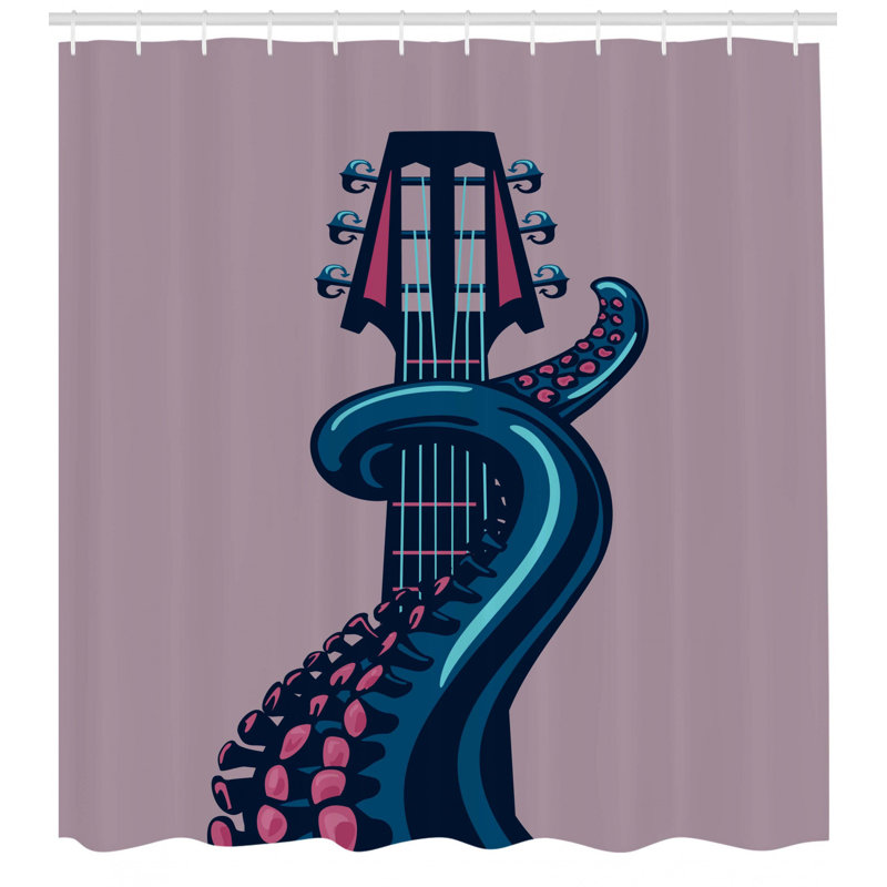 Ensemble de rideau de douche et crochets octopus, H 75 po x l 69 po