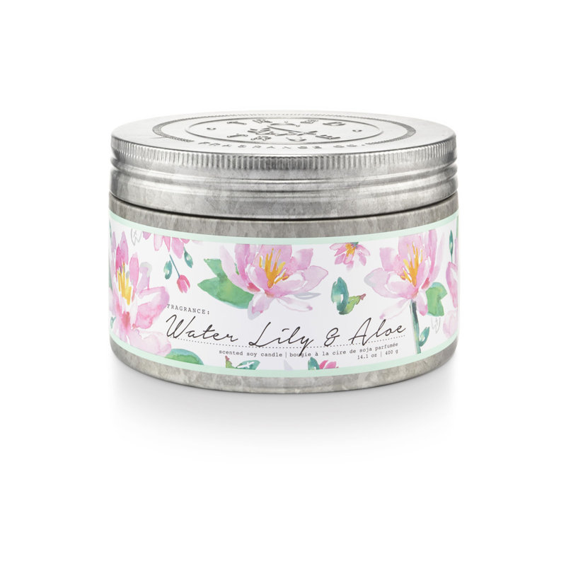 Bougie Essayée et véritable nénuphar et aloès