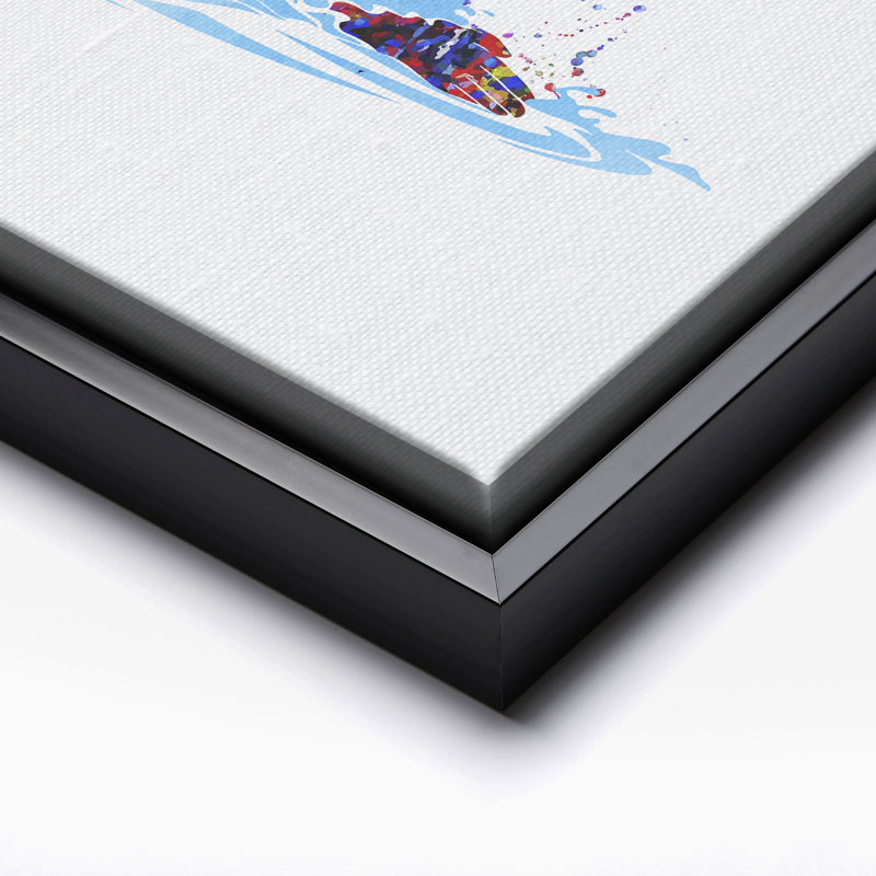 Aquarelle nageur, Black Framed, Canvas, 08"H x 10"W