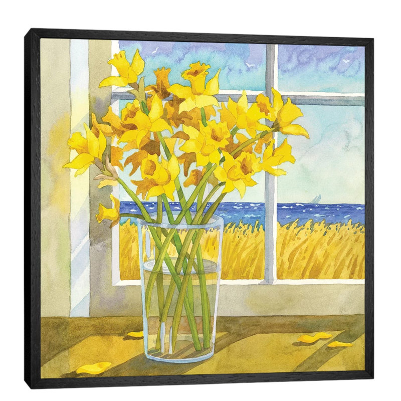 Daffodils In The Window by Robin Wethe Altman - Wrapped Canvas Print, Black Framed, 93.98 cm H x 93.98 cm W