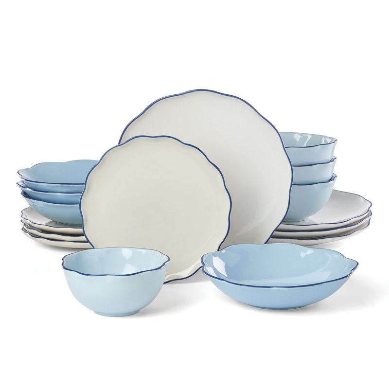 Garden Party 16-Piece Dinnerware Set, Blue