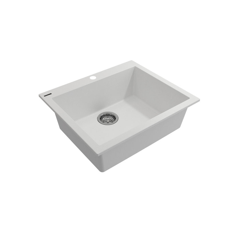 Milk White Granite Single Bowl Drop-In Kitchen Sink