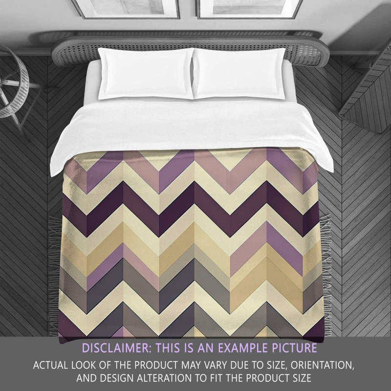 Chevron Comforter, Twin Extra Long Comforter, Purple/Beige