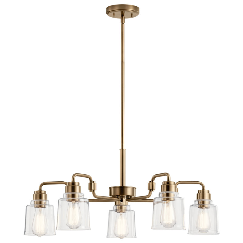 Aivian 3 - Light Geometric Chandelier, Weathered Brass, 5