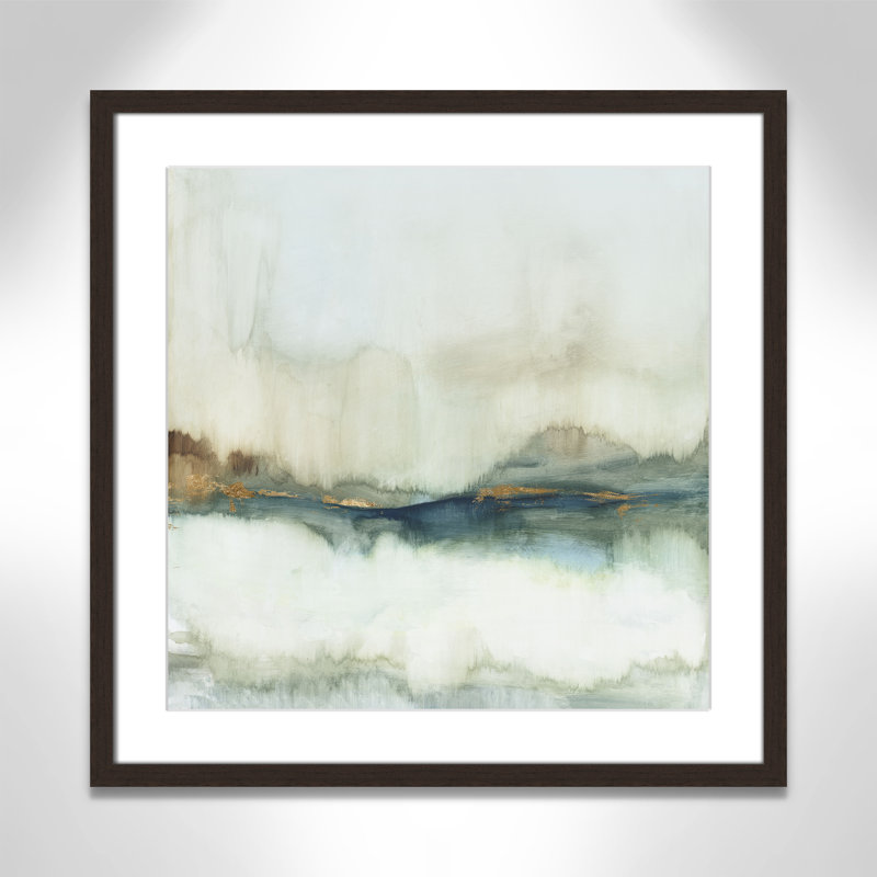 «Land Reflection», reproduction de la collection Square par Allison Pearce, H 23,5 po x l 23,5 po, Noyer