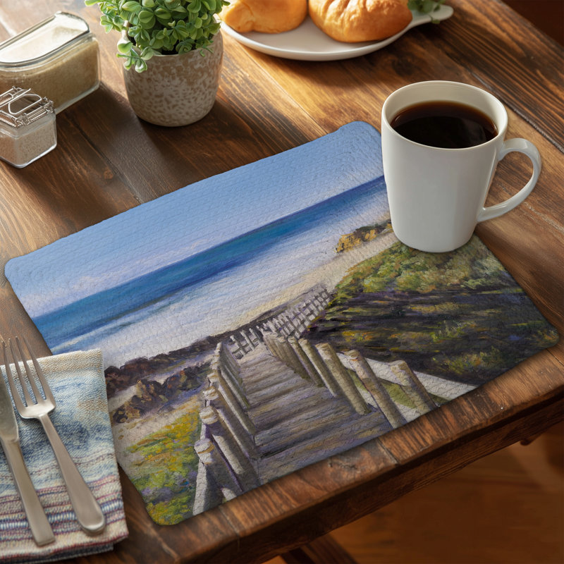 Ensemble de 4 napperons en polyester tressé Walk to the bord de mer
