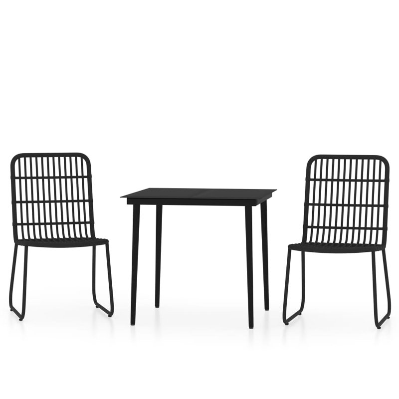Janashia 2 - Person Patio Dining Set with Square Table, Black