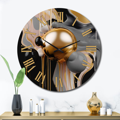 Horloge murale dorée et noire Mystic MÚlange II