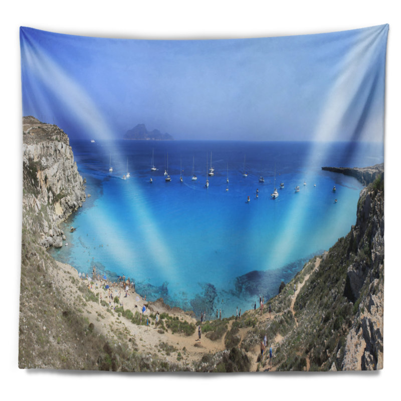 Tapisserie paysage marin plage de Rossa, Sicile, Italie, H 32 po x l 39 po