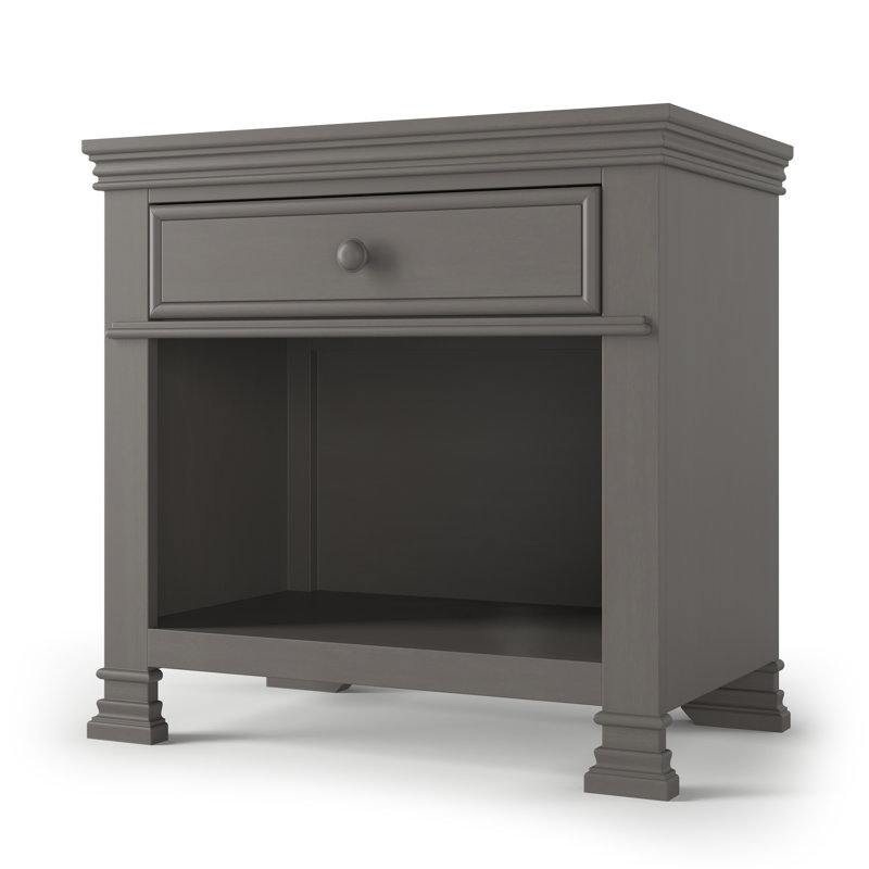 Chelsea Gray Pinewood 1-Drawer Nightstand with Open Shelf